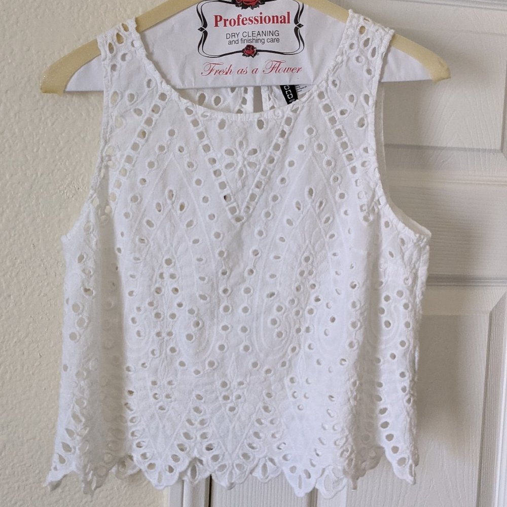 White Eyelet Crop Top